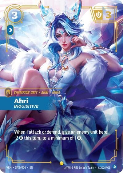 Ahri, Inquisitive (VEN) #SP3/006 Showcase (Foil Near Mint) Vendetta Riftbound: League of Legends Trading Card Game: 2026