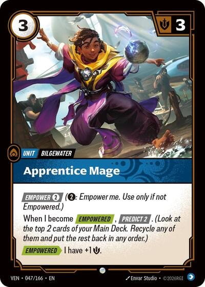 Apprentice Mage (VEN) #047/166 Common (Near Mint) Vendetta Riftbound: League of Legends Trading Card Game: 2026
