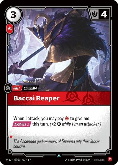 Baccai Reaper (VEN) #009/166 Uncommon (Near Mint) Vendetta Riftbound: League of Legends Trading Card Game: 2026