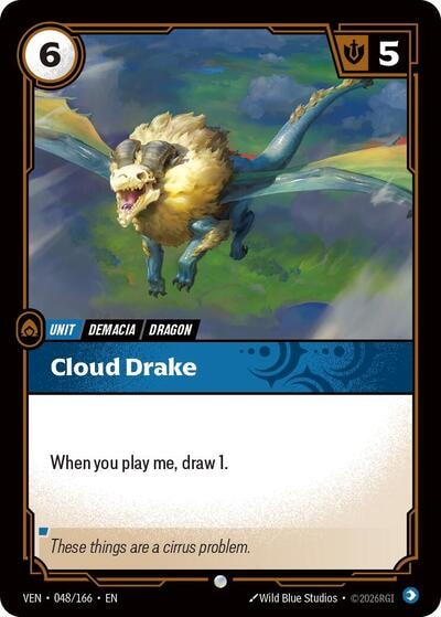 Cloud Drake (VEN) #048/166 Common Vendetta Riftbound: League of Legends Trading Card Game: 2026