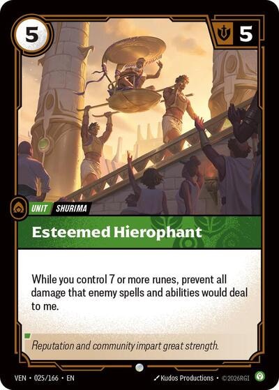 Esteemed Hierophant (VEN) #025/166 Common (Near Mint) Vendetta Riftbound: League of Legends Trading Card Game: 2026