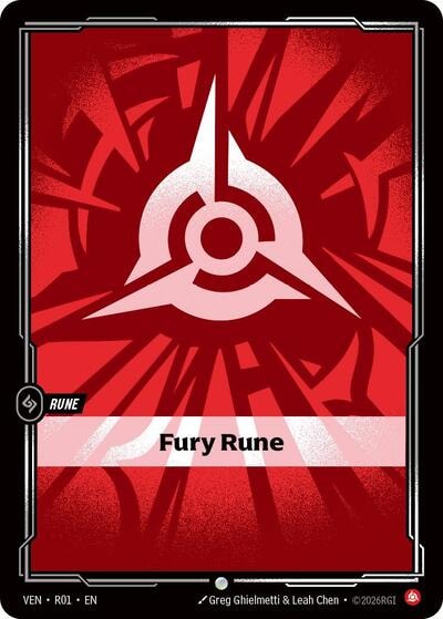 Fury Rune (VEN) #R01 Common (Near Mint) Vendetta Riftbound: League of Legends Trading Card Game: 2026