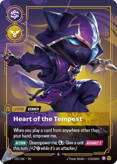 Kennen - Heart of the Tempest (VEN) #155/166 Rare (Foil Near Mint) Vendetta Riftbound: League of Legends Trading Card Game: 2026