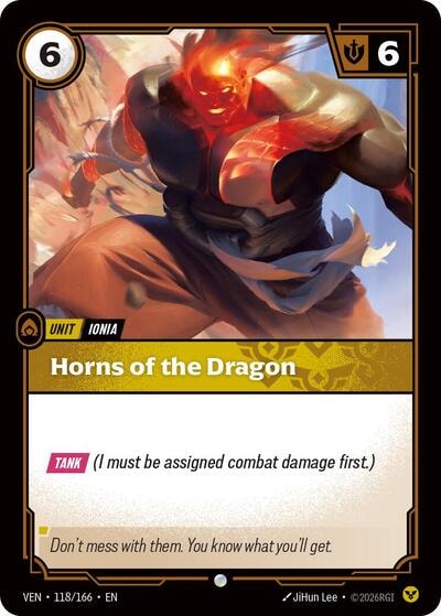 Horns of the Dragon (VEN) #118/166 Common (Near Mint) Vendetta Riftbound: League of Legends Trading Card Game: 2026
