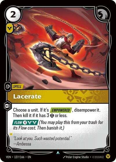 Lacerate (VEN) #127/166 Uncommon (Near Mint) Vendetta Riftbound: League of Legends Trading Card Game: 2026