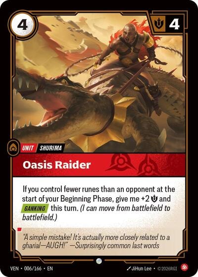 Oasis Raider (VEN) #006/166 Common (Near Mint) Vendetta Riftbound: League of Legends Trading Card Game: 2026
