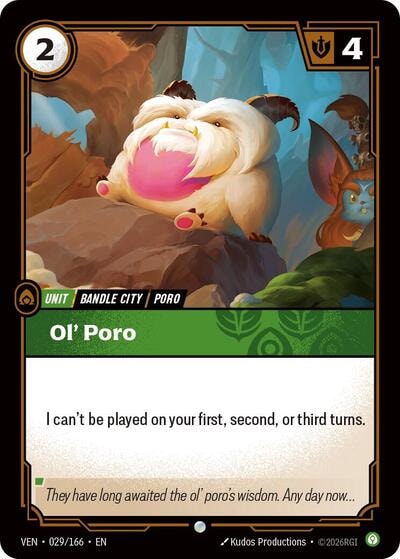 Ol' Poro (VEN) #029/166 Common (Near Mint) Vendetta Riftbound: League of Legends Trading Card Game: 2026