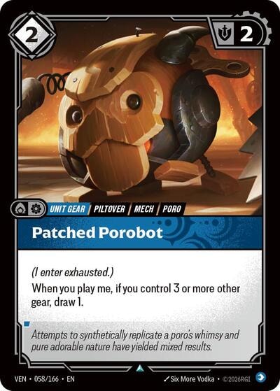 Patched Porobot (VEN) #058/166 Uncommon (Near Mint) Vendetta Riftbound: League of Legends Trading Card Game: 2026