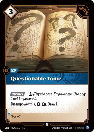 Questionable Tome (VEN) #054/166 Common (Near Mint) Vendetta Riftbound: League of Legends Trading Card Game: 2026