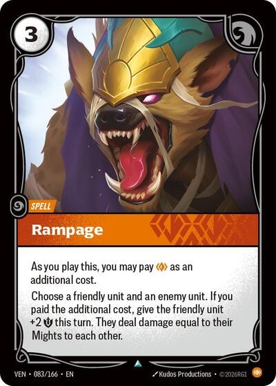 Rampage (VEN) #083/166 Uncommon (Near Mint) Vendetta Riftbound: League of Legends Trading Card Game: 2026