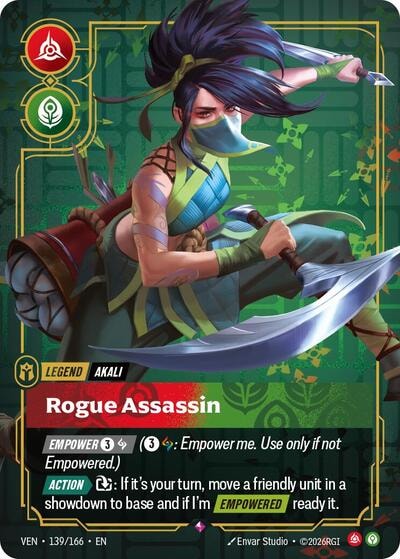 Akali - Rogue Assassin (VEN) #139/166 Rare (Foil Near Mint) Vendetta Riftbound: League of Legends Trading Card Game: 2026
