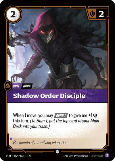 Shadow Order Disciple (VEN) #095/166 Common (Near Mint) Vendetta Riftbound: League of Legends Trading Card Game: 2026