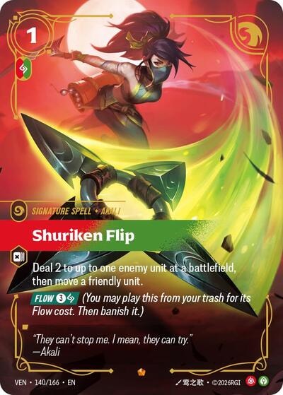 Shuriken Flip (VEN) #140/166 Epic (Foil Near Mint) Vendetta Riftbound: League of Legends Trading Card Game: 2026