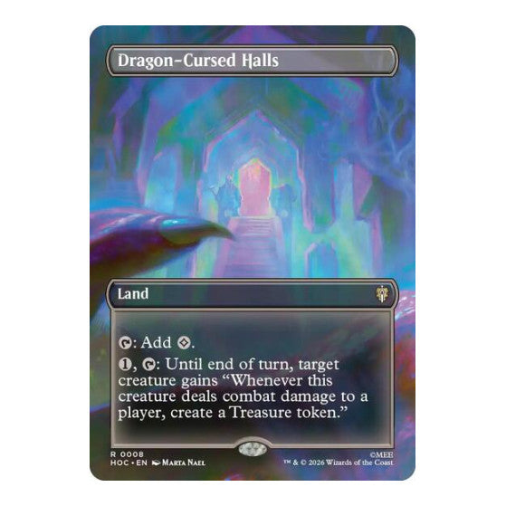 Dragon Cursed Halls Borderless (HOC) #8 Rare (Near Mint) The Hobbit: Eternal-Legal Magic: The Gathering: 2026