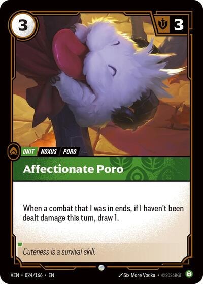 Affectionate Poro (VEN) #024/166 Common (Near Mint) Vendetta Riftbound: League of Legends Trading Card Game: 2026