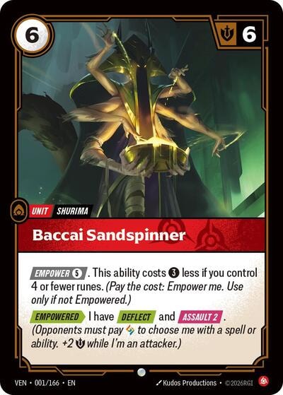 Baccai Sandspinner (VEN) #001/166 Common (Near Mint) Vendetta Riftbound: League of Legends Trading Card Game: 2026