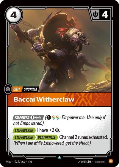 Baccai Witherclaw (VEN) #078/166 Uncommon (Near Mint) Vendetta Riftbound: League of Legends Trading Card Game: 2026