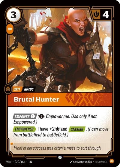 Brutal Hunter (VEN) #070/166 Common (Near Mint) Vendetta Riftbound: League of Legends Trading Card Game: 2026