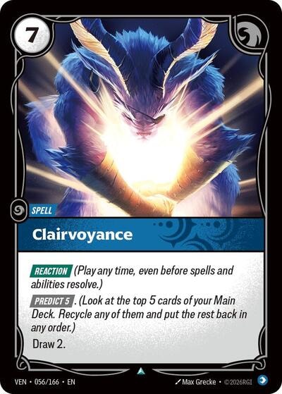 Clairvoyance (VEN) #056/166 Uncommon (Near Mint) Vendetta Riftbound: League of Legends Trading Card Game: 2026