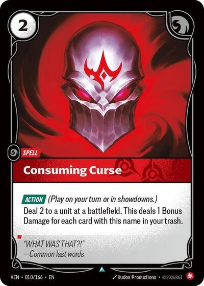 Consuming Curse (VEN) #010/166 Uncommon (Near Mint) Vendetta Riftbound: League of Legends Trading Card Game: 2026