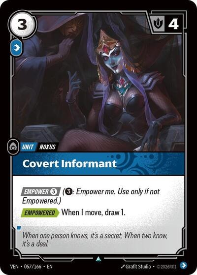 Covert Informant (VEN) #057/166 Uncommon (Near Mint) Vendetta Riftbound: League of Legends Trading Card Game: 2026