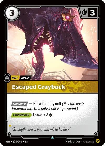 Escaped Grayback (VEN) #124/166 Uncommon (Near Mint) Vendetta Riftbound: League of Legends Trading Card Game: 2026