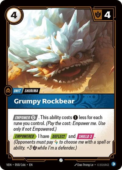 Grumpy Rockbear (VEN) #050/166 Common (Near Mint) Vendetta Riftbound: League of Legends Trading Card Game: 2026