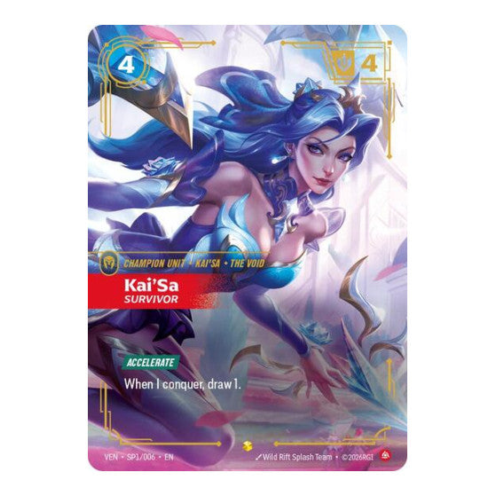 Kai'Sa, Survivor (VEN) #SP1/006 Showcase (Foil Near Mint) Vendetta Riftbound: League of Legends Trading Card Game: 2026