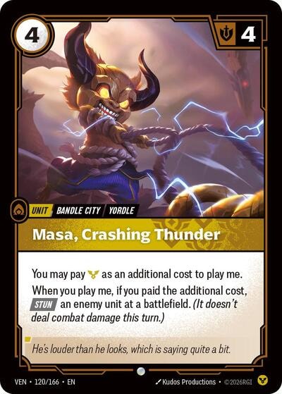 Masa, Crashing Thunder (VEN) #120/166 Common (Near Mint) Vendetta Riftbound: League of Legends Trading Card Game: 2026
