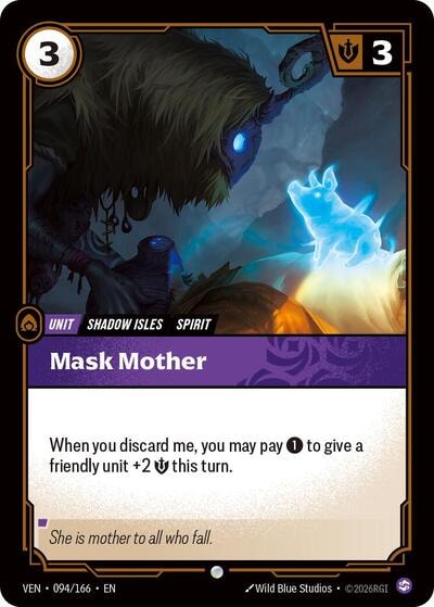 Mask Mother (VEN) #094/166 Common (Near Mint) Vendetta Riftbound: League of Legends Trading Card Game: 2026