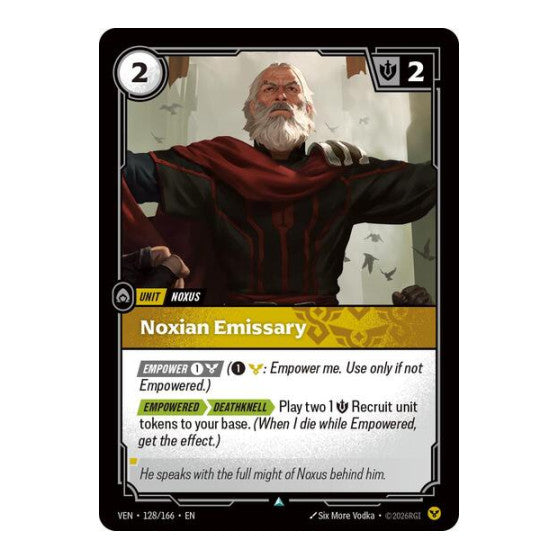 Noxian Emissary (VEN) #128/166 Uncommon (Near Mint) Vendetta Riftbound: League of Legends Trading Card Game: 2026