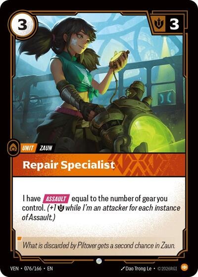 Repair Specialist (VEN) #076/166 Common (Near Mint) Vendetta Riftbound: League of Legends Trading Card Game: 2026