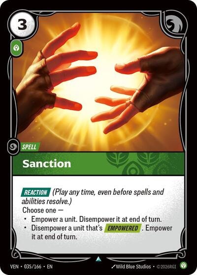 Sanction (VEN) #035/166 Uncommon (Near Mint) Vendetta Riftbound: League of Legends Trading Card Game: 2026