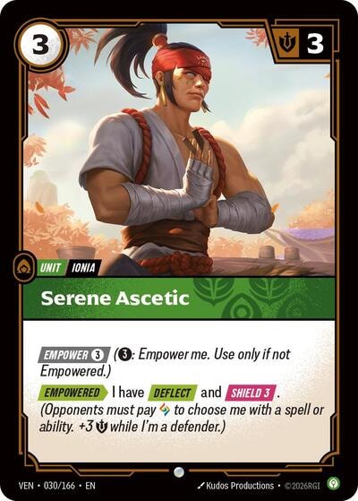Serene Ascetic (VEN) #030/166 Common (Near Mint) Vendetta Riftbound: League of Legends Trading Card Game: 2026