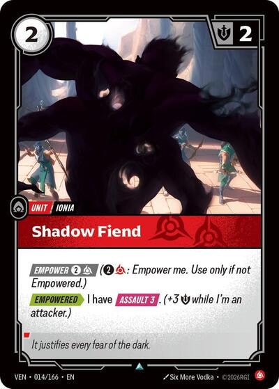 Shadow Fiend (VEN) #014/166 Uncommon (Near Mint) Vendetta Riftbound: League of Legends Trading Card Game: 2026