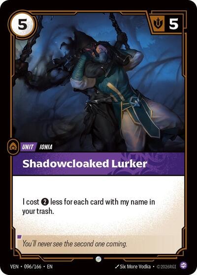 Shadowcloaked Lurker (VEN) #096/166 Common (Near Mint) Vendetta Riftbound: League of Legends Trading Card Game: 2026
