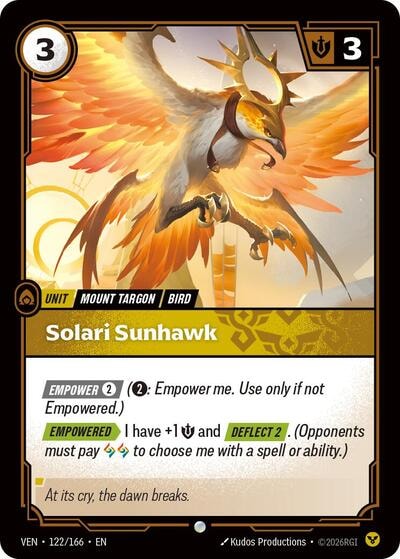 Solari Sunhawk (VEN) #122/166 Common (Near Mint) Vendetta Riftbound: League of Legends Trading Card Game: 2026