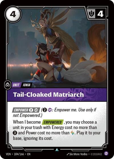 Tail-Cloaked Matriarch (VEN) #104/166 Uncommon (Near Mint) Vendetta Riftbound: League of Legends Trading Card Game: 2026