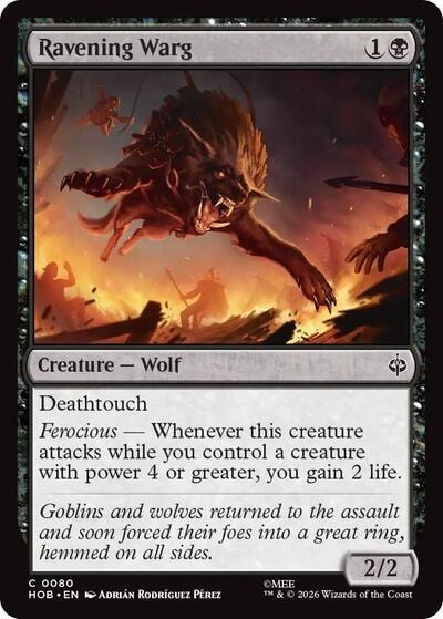 Ravening Warg (HOB) #80 Common (Lightly Played) The Hobbit Magic: The Gathering: 2026