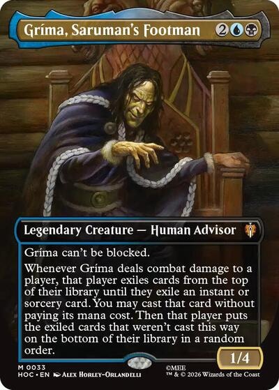 Grima Sarumans Footman Borderless (HOC) #33 Mythic Rare (Foil Near Mint) The Hobbit: Eternal-Legal Magic: The Gathering: 2026