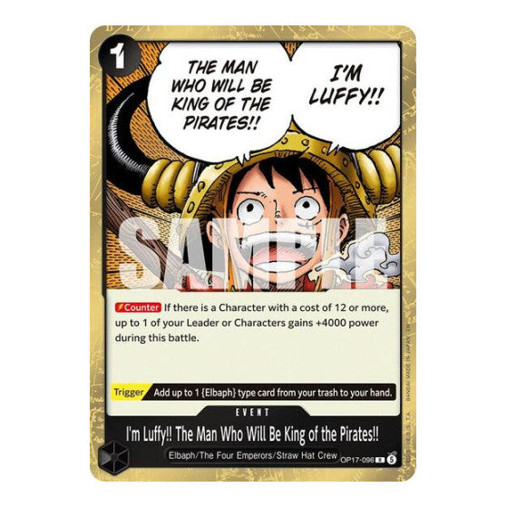 I'm Luffy!! The Man Who Will Be King of the Pirates!! (OP17) #OP17-096 Rare (Foil Near Mint) The World's Strongest Warriors One Piece Card Game: 2026