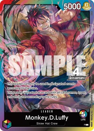 Monkey.D.Luffy (4th Anniversary Leader Card) (OP-PR) Leader (Foil Near Mint) One Piece Promotion Cards One Piece Card Game: 2022