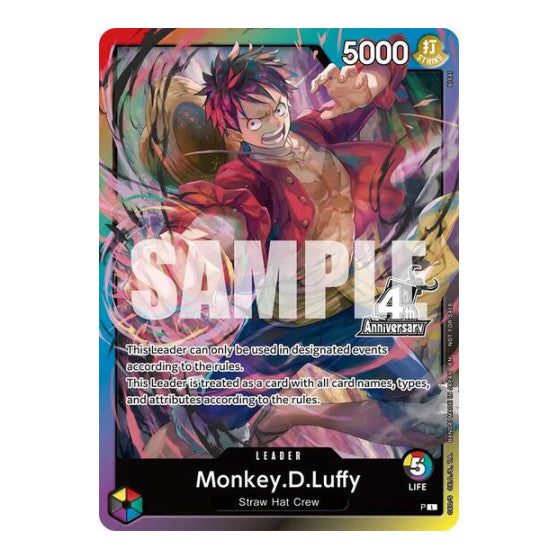 Monkey.D.Luffy (4th Anniversary Leader Card) (OP-PR) Leader () One Piece Promotion Cards One Piece Card Game: 2022