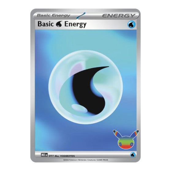 Basic Water Energy 011 30th Celebration (MEE) #011 Futuristic Rare (Holofoil Near Mint) MEE: Mega Evolution Energies Pokemon: 2025