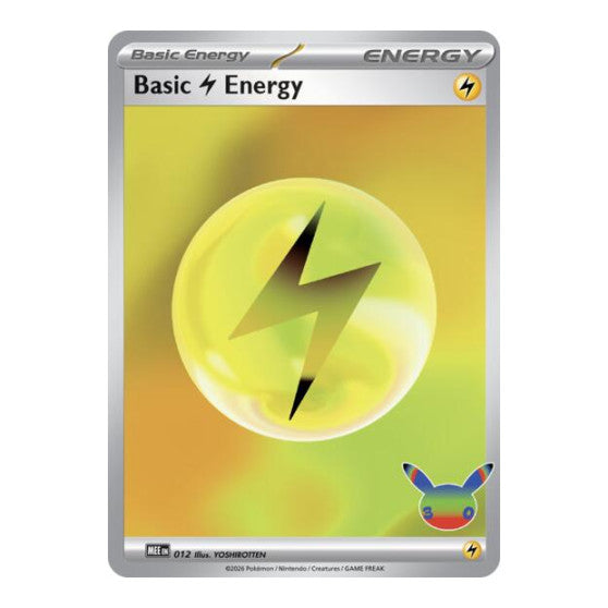 Basic Lightning Energy 012 30th Celebration (MEE) #012 Futuristic Rare (Holofoil Near Mint) MEE: Mega Evolution Energies Pokemon: 2025