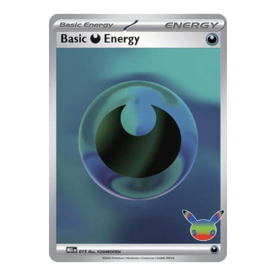 Basic Darkness Energy - 015 (30th Celebration) (MEE) #015 Futuristic Rare (Holofoil Near Mint) MEE: Mega Evolution Energies Pokemon: 2025