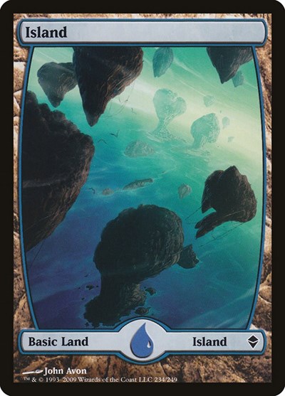Island 234 Full Art (ZEN) #234 Land (Moderately Played) Zendikar Magic: The Gathering: 2009