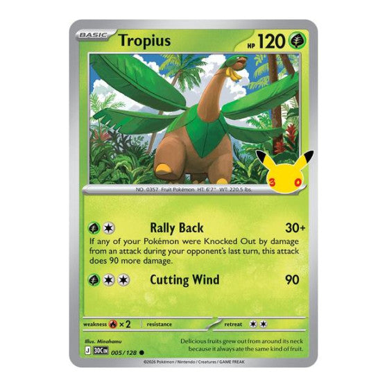 Tropius (30C) #005/128 Common (Holofoil Near Mint) ME: 30th Celebration Pokemon: 2026