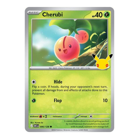 Cherubi (30C) #006/128 Common (Holofoil Near Mint) ME: 30th Celebration Pokemon: 2026