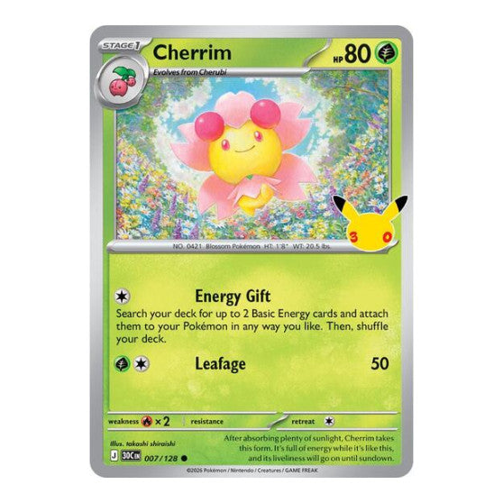 Cherrim (30C) #007/128 Common (Holofoil Near Mint) ME: 30th Celebration Pokemon: 2026